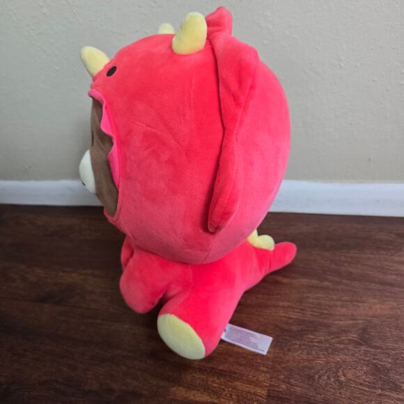 LINE FRIENDS Jungle Brown in Red Dinosaur Costume 14" Kawaii Stuffed Animal - Picture 3 of 6